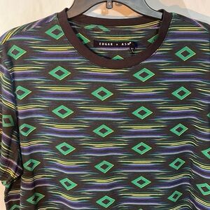 NWT Edgar + Ash Mens T-Shirt Size Large Short Sleeves Cotton & Poly Black Green